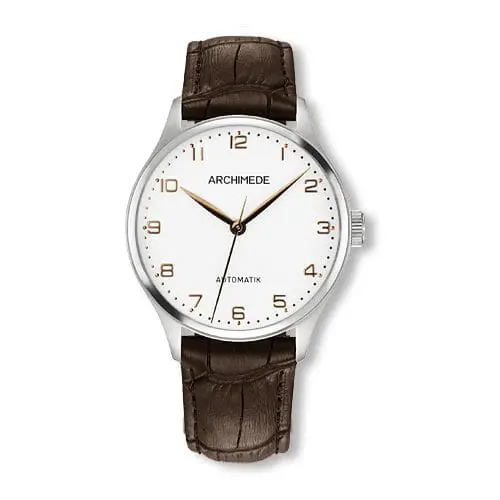 Archimede Klassik 36 TwoTone / Silver / Brown Leather UA4929-A3.32