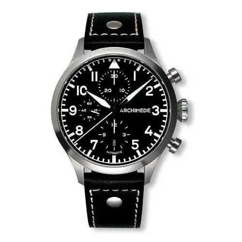 Archimede Pilot Chronograph Staineless Steel / Black UA7939-C1.1