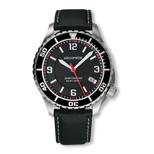 Archimede SportTaucher Stainless Steel / Black / Black Leather UA8974-TS-A1.5