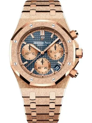 Audemars Piguet Royal Oak Chronograph 41 Frosted Pink Gold Blue Bracelet 26239OR.GG.1224OR.01