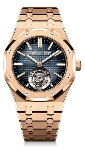 Audemars Piguet Royal Oak Self-Winding Flying Tourbillon Pink Gold Blue 50th Anniversary 26730OR.OO.1320OR.01