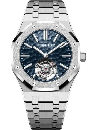 Audemars Piguet Royal Oak Self-Winding Flying Tourbillon White Gold - Frosted Dimpled Blue 26730BC.GG.1320BC.01