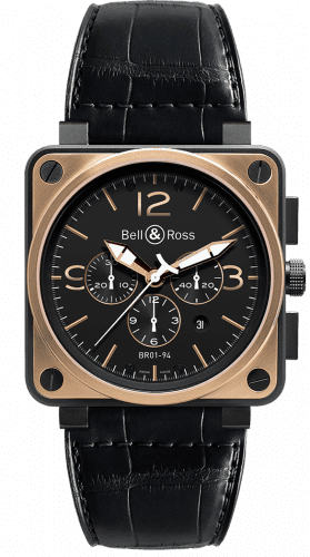Bell & Ross BR 01 94 Pink Gold & Carbon Officer Chronograph BR0194-BICO-OF