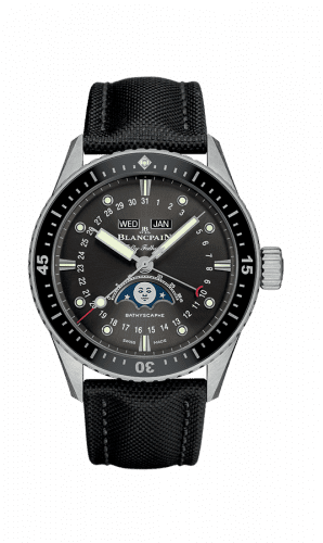 Blancpain Fifty Fathoms Bathygraphe Quantième Complet Black / Grey / Black Canvas 5054-1110-B52A