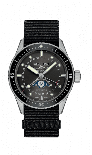 Blancpain Fifty Fathoms Bathygraphe Quantième Complet Black / Grey / Black NATO 5054-1110-NABA