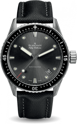 Blancpain Fifty Fathoms Bathyscaphe Stainless Steel / Grey / Black Canvas 5000-1110-B52A