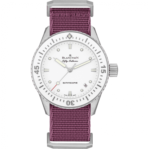 Blancpain Fifty Fathoms Bathyscaphe Stainless Steel / White / Bordeaux Nato 5100-1127-NAV