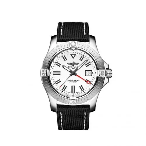 Breitling Avenger Automatic GMT 43 Stainless Steel / White / Calf / Pin A32397101A1X1