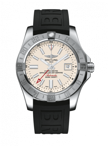 Breitling Avenger II GMT Stainless Steel / Stratus Silver / Rubber / Folding A32390111G1S1