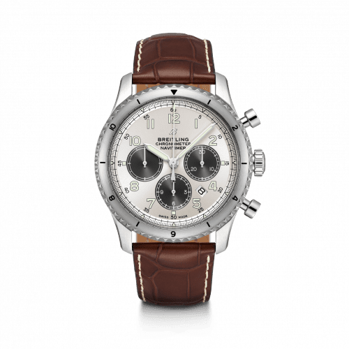 Breitling Aviator 8 B01 Chronograph 43 Stainless Steel / Silver / Brown Croco AB01171A1G1P1