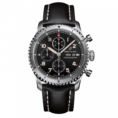 Breitling Aviator 8 Chronograph 43 Stainless Steel / Black / Calf / Pin A13316101B1X1
