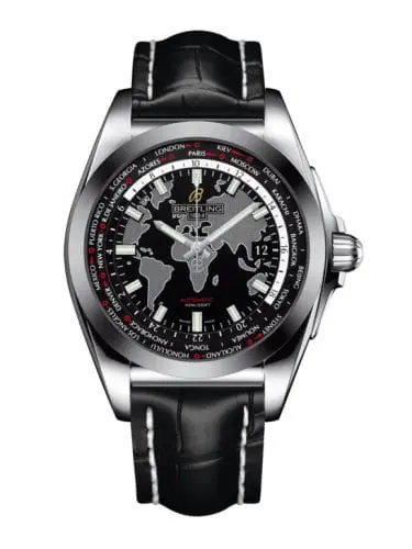 Breitling Galactic Unitime Stainless Steel / SleekT / Trophy Black / Croco WB3510U4/BD94/743P