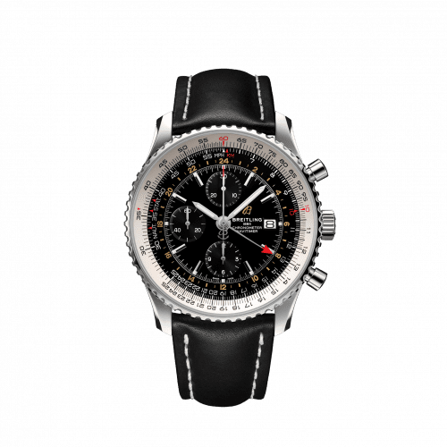 Breitling Navitimer 1 Chronograph GMT Stainless Steel / Black / Calf / Pin A24322121B2X1