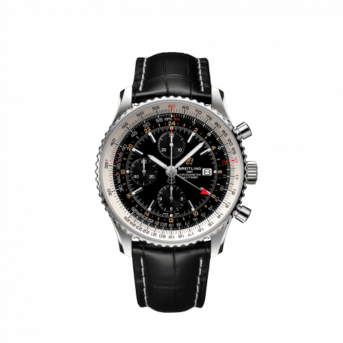 Breitling Navitimer 1 Chronograph GMT Stainless Steel / Black / Croco / Pin A24322121B2P1