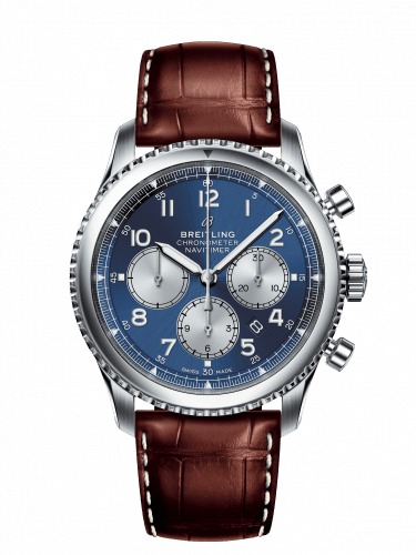 Breitling Navitimer 8 B01 Chronograph 43 Stainless Steel / Blue / Brown Croco AB0117131C1P2