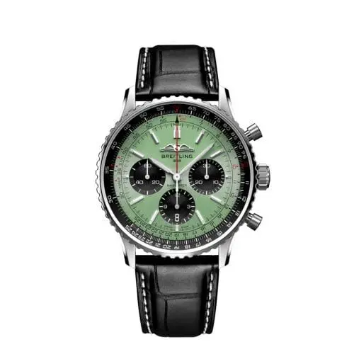 Breitling Navitimer B01 Chronograph 43 Stainless Steel / Mint Green / Alligator - Folding AB0138241L1P1