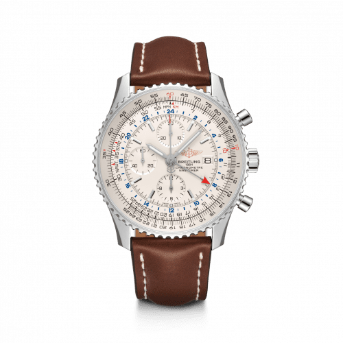 Breitling Navitimer World Stainless Steel / Silver / Calf / Pin A24322121G1X1
