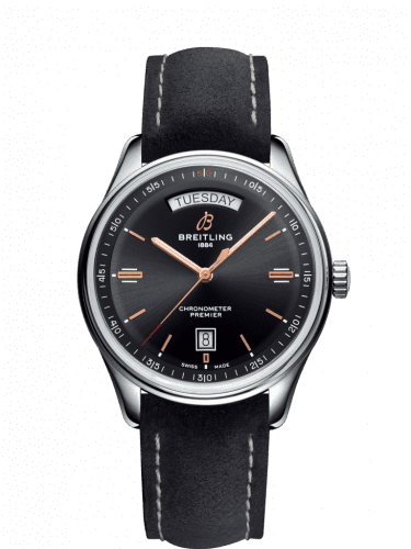 Breitling Premier Automatic Day & Date 40 Stainless Steel / Black / Nubuck Anthracite / Tang A45340241B1X3