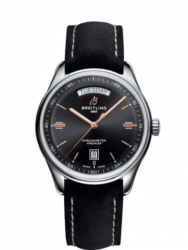 Breitling Premier Automatic Day & Date 40 Stainless Steel / Black / Nubuck Black / Folding A45340241B1X2