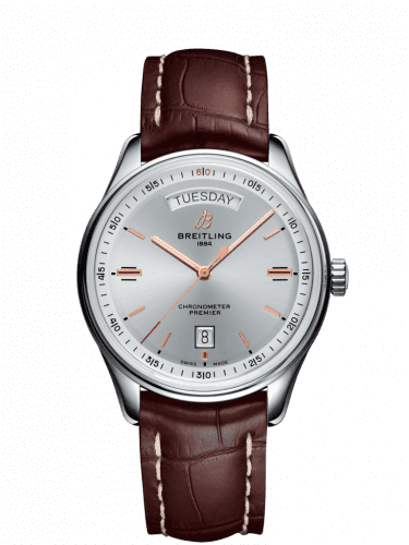 Breitling Premier Automatic Day & Date 40 Stainless Steel / Silver / Croco Brown / Tang A45340211G1P2