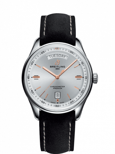 Breitling Premier Automatic Day & Date 40 Stainless Steel / Silver / Nubuck Black / Tang A45340211G1X4