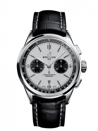 Breitling Premier B01 Chronograph 42 Stainless Steel / Silver / Croco / Pin AB0118221G1P2