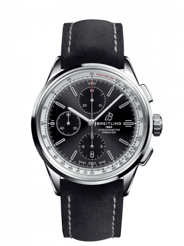 Breitling Premier Chronograph 42 Stainless Steel / Black / Nubuck Black / Tang A13315351B1X2