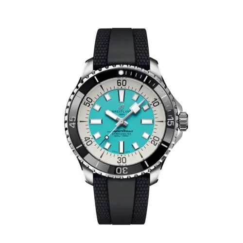 Breitling SuperOcean Automatic 44 Stainless Steel / Turquoise / Rubber A17376211L2S1