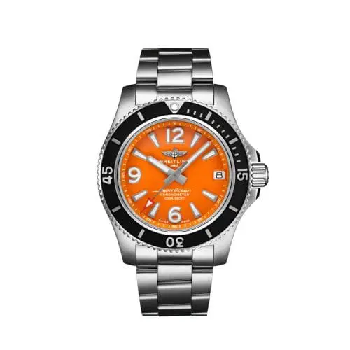 Breitling Superocean 36 Stainless Steel / Orange / Bracelet A17316D71O1A1