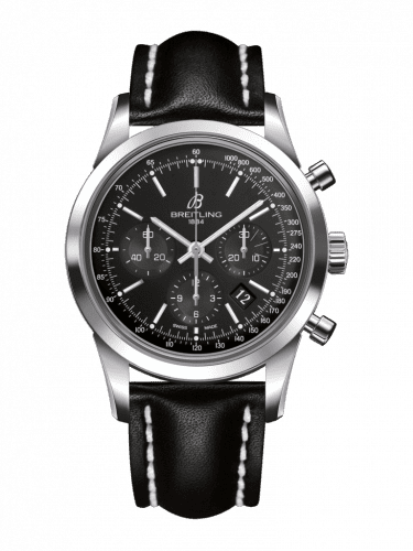Breitling Transocean Chronograph Stainless Steel / Black / Calf / Folding AB015212/BA99/436X/A20D.1