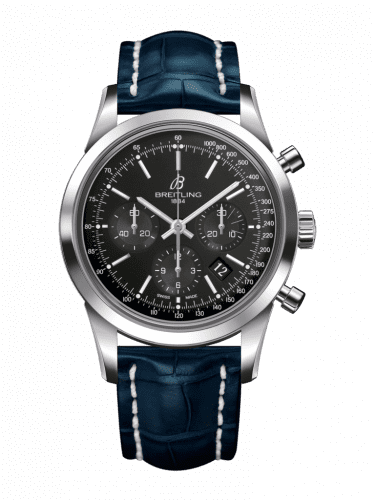 Breitling Transocean Chronograph Stainless Steel / Black / Croco / Folding AB015212/BA99/732P/A20D.1