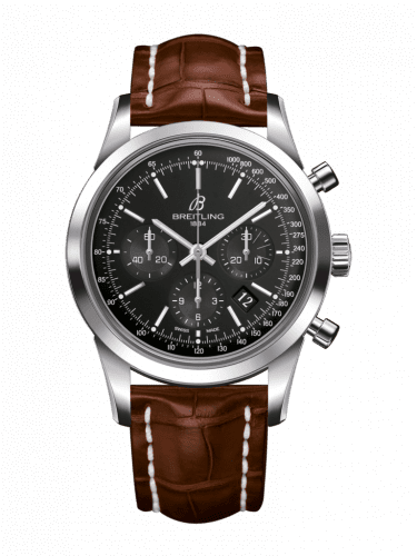 Breitling Transocean Chronograph Stainless Steel / Black / Croco / Pin AB015212/BA99/737P/A20BA.1