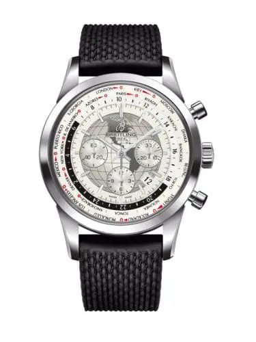 Breitling Transocean Chronograph Unitime Stainless Steel / Silver / Rubber AB0510U0.A790.267S