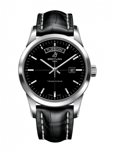 Breitling Transocean Day & Date Stainless Steel / Black / Croco / Folding A4531012/BB69/744P/A20D.1