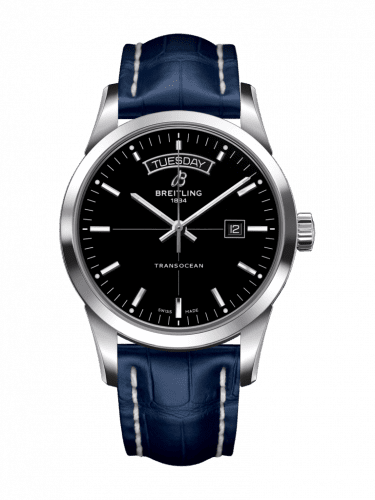 Breitling Transocean Day & Date Stainless Steel / Black / Croco / Pin A4531012/BB69/731P/A20BA.1