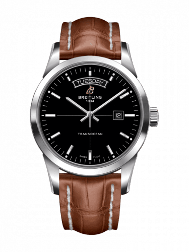 Breitling Transocean Day & Date Stainless Steel / Black / Croco / Pin A4531012/BB69/737P/A20BA.1