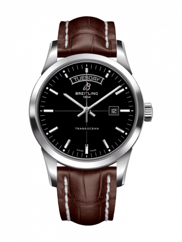 Breitling Transocean Day & Date Stainless Steel / Black / Croco / Pin A4531012/BB69/739P/A20BA.1