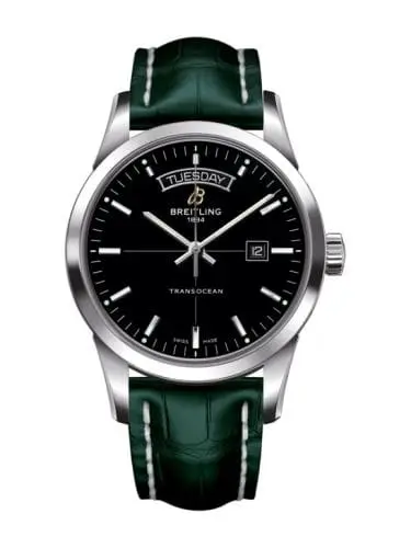 Breitling Transocean Day & Date Stainless Steel / Black / Croco / Pin A4531012/BB69/748P/A20BA.1