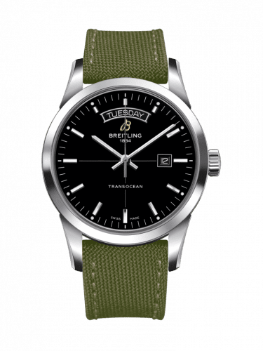 Breitling Transocean Day & Date Stainless Steel / Black / Military / Pin A4531012/BB69/106W/A20BA.1