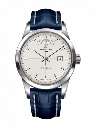Breitling Transocean Day & Date Stainless Steel / Silver / Croco / Pin A4531012/G751/731P/A20BA.1