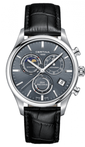 Certina DS-8 Chronograph Moon Phase Stainless Steel / Grey / Strap C033.450.16.351.00