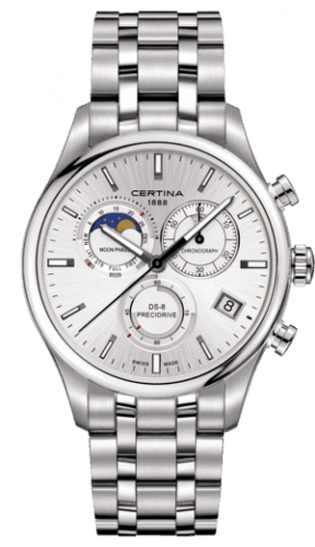 Certina DS-8 Chronograph Moon Phase Stainless Steel / Silver / Bracelet C033.450.11.031.00