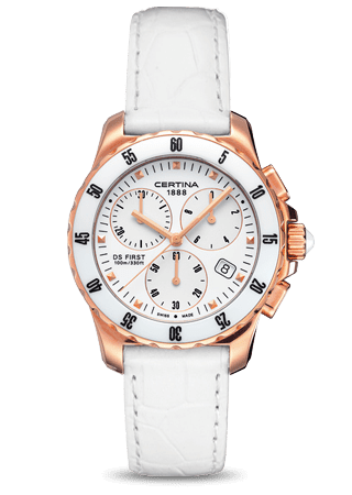 Certina DS First Lady Ceramic Chrono Rose White C0142173601100