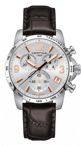 Certina DS Podium Chronograph 1/10 Sec Stainless Steel / Silver / Strap C034.417.16.037.01