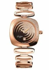 Glash├╝tte Original Pavonina Date Red Gold / Diamond / Cold Enamel Brown / Bracelet 1-03-01-04-15-11