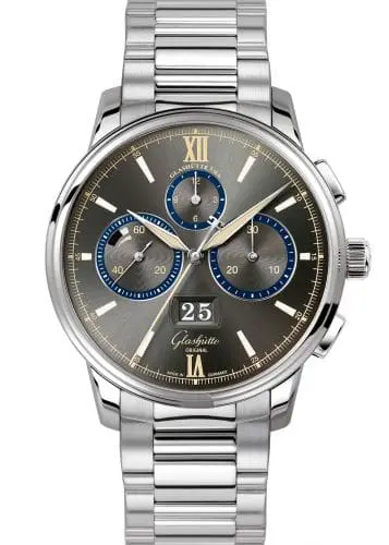Glashütte Original Senator Chronograph Panorama Date Capital Edition Stainless Steel / Grey / Calf / Bracelet 1-37-01-04-02-70