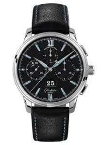 Glashütte Original Senator Chronograph Panorama Date Stainless Steel / Black / Calf / Folding 1-37-01-03-02-35