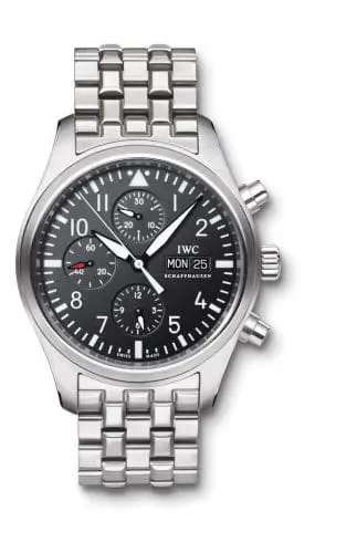 IWC Pilot's Watch Chronograph Stainless Steel / Black / Bracelet IW3717-04