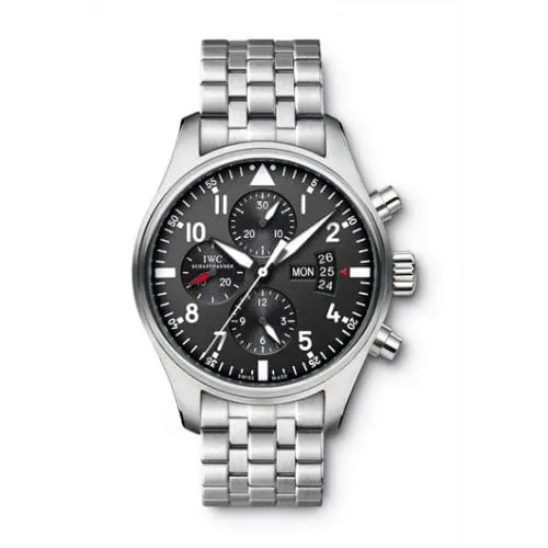 IWC Pilot's Watch Chronograph Stainless Steel / Black / Bracelet IW3777-04