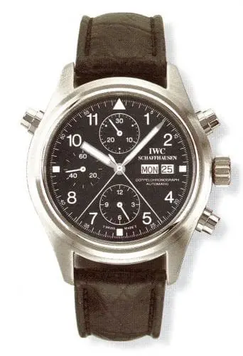 IWC Pilot's Watch Doppelchronograph Stainless Steel / Black / Italian / Strap IW3713-02